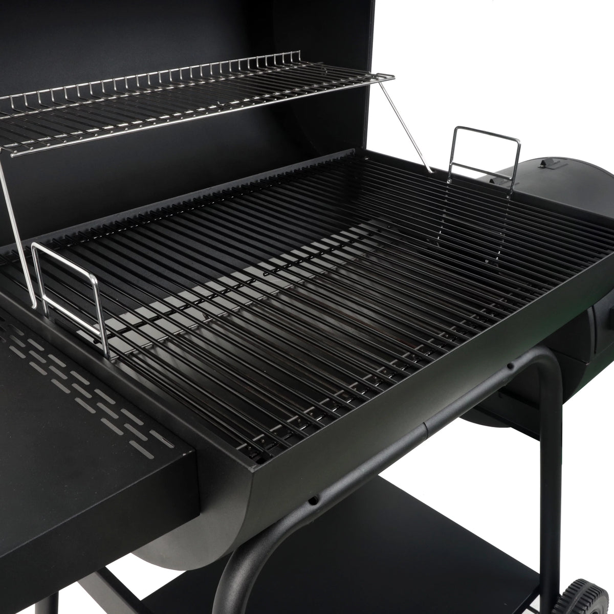 28 Offset Steel Charcoal Smoker Grill with Side Firebox, Black R1156