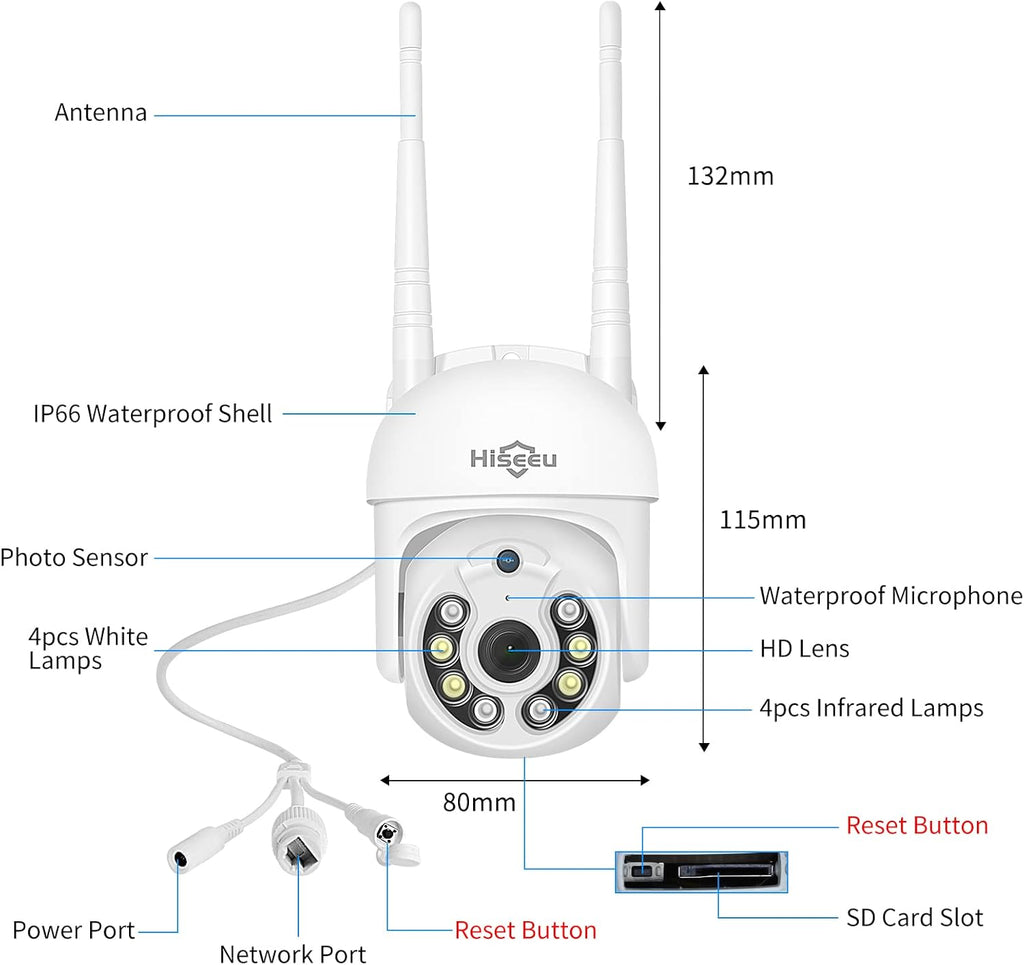 3MP Outdoor WiFi Pan/Tilt Security Camera with Floodlights Y526336