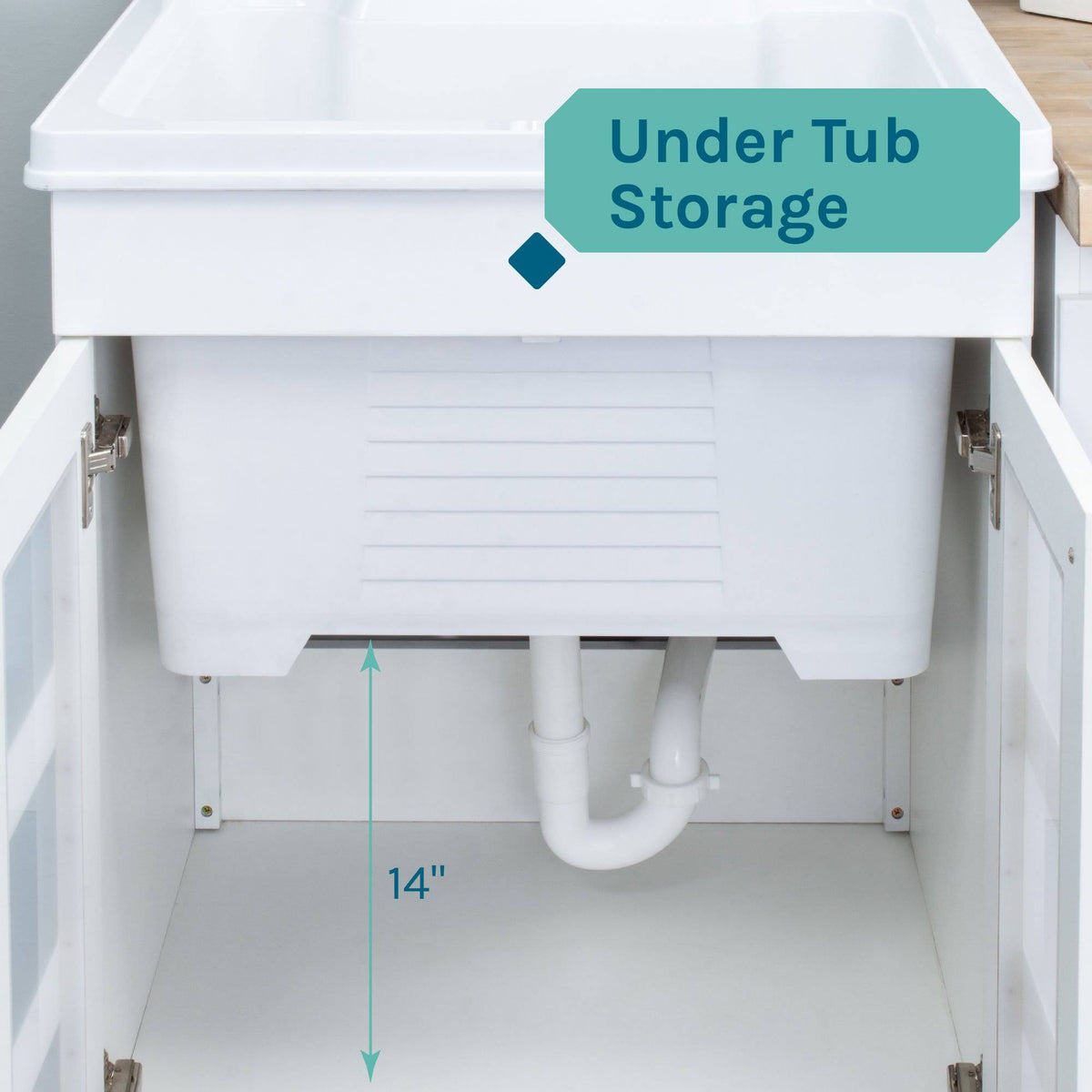 White Utility Sink with Cabinet and Pull-Down Faucet Z785906