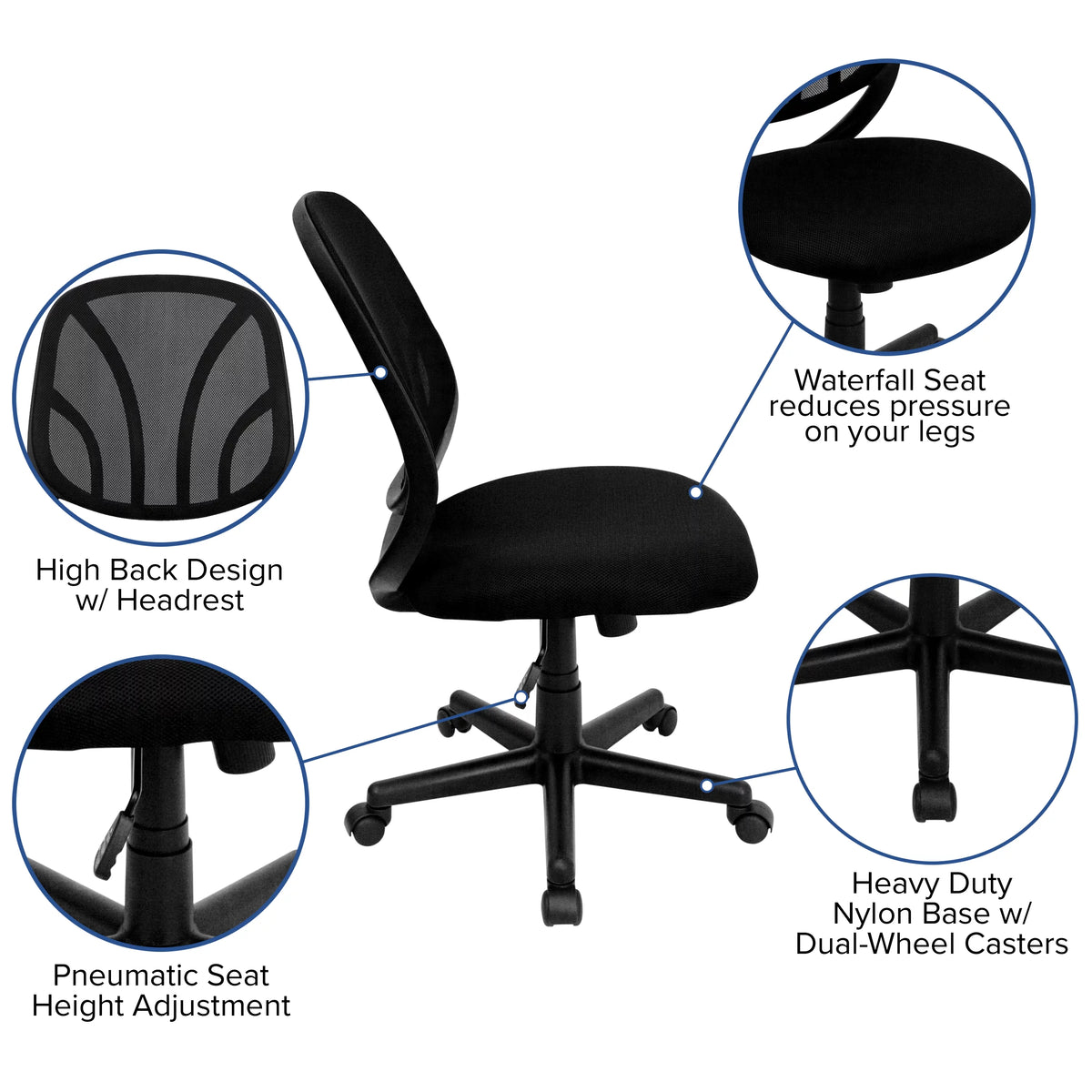 Black Mesh Swivel Office Chair T49234