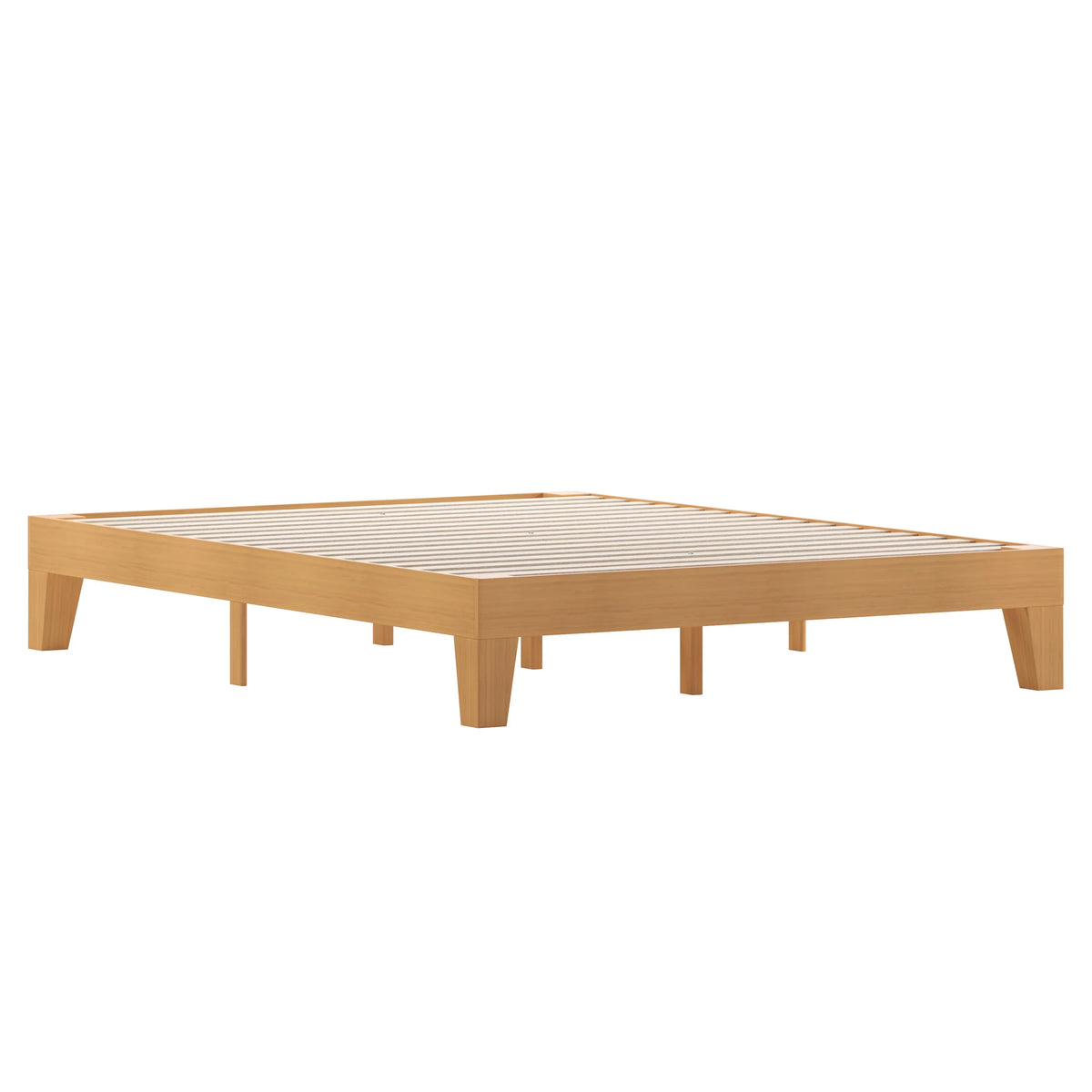 Queen Size Wooden Platform Bed with Pine Finish J432567