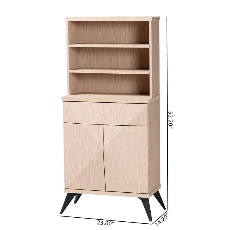 Light Brown and Black Wood Kitchen Cabinet A9028