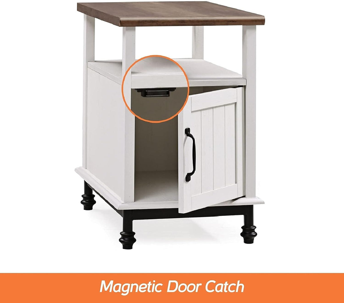 White Oak Nightstand with Storage Shelf and Cabinet P9387