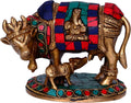 Brass Cow and Calf with Stonework R996