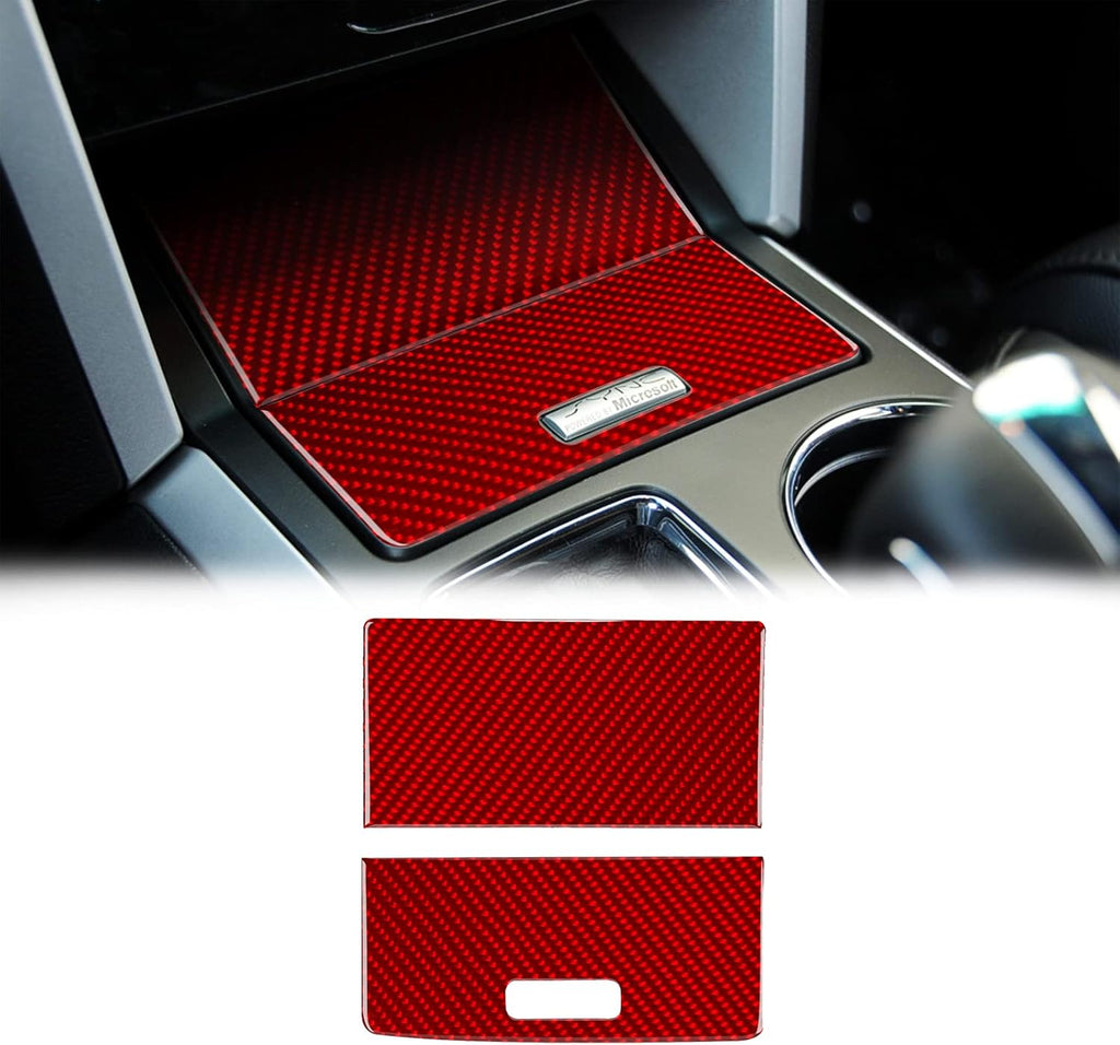 Carbon Fiber Interior Center Console Storage Box Panel Sticker Trim Cover Pack of 2 B8914