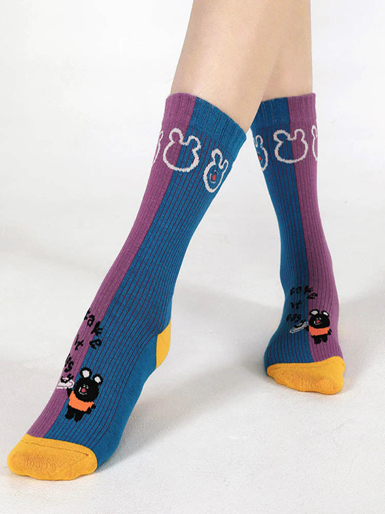Black Bear Cotton Socks F42759