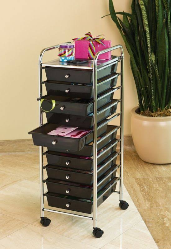 10 Drawer Organizer Cart Black F85158