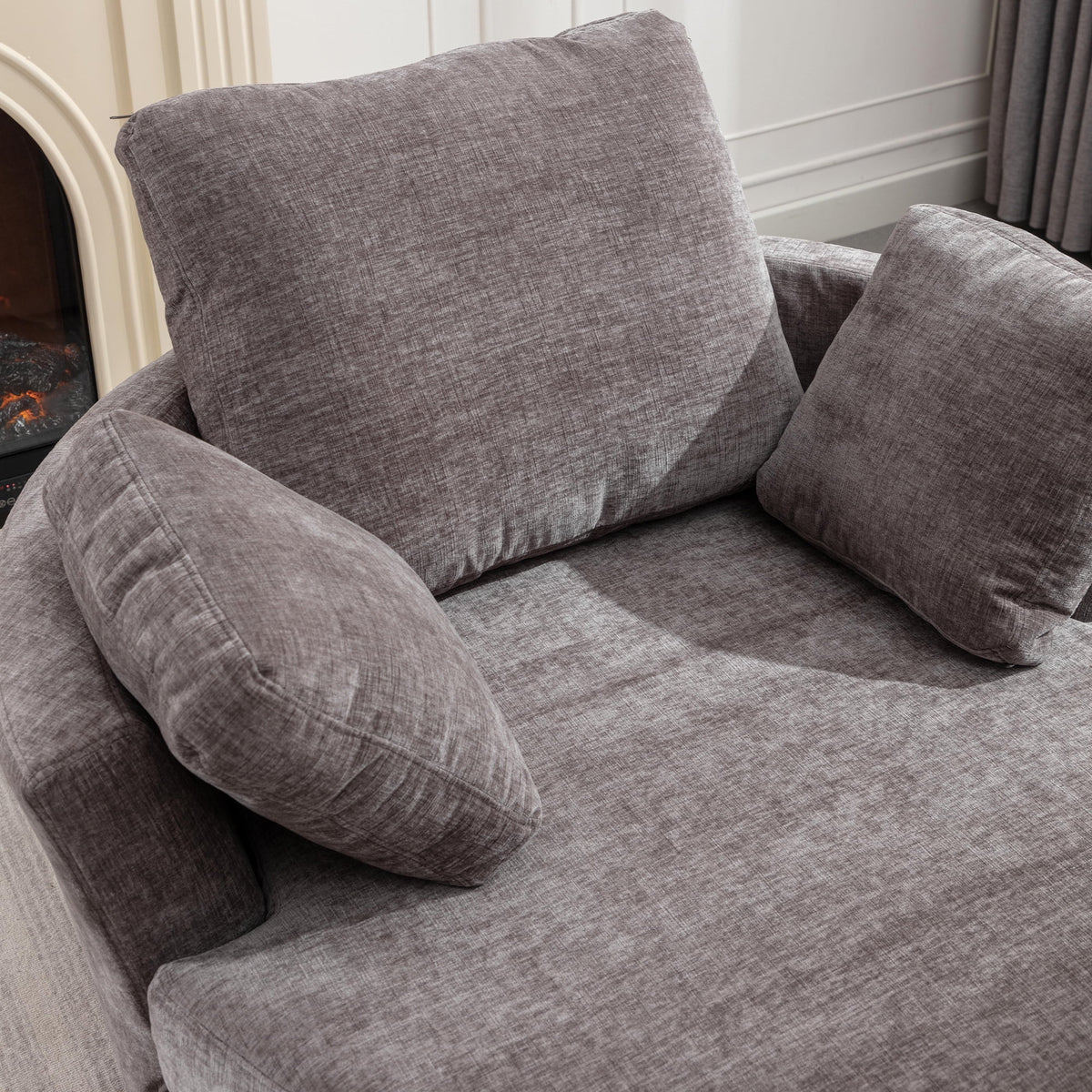 Oversized Round Swivel Accent Chair with 3 Pillows C471