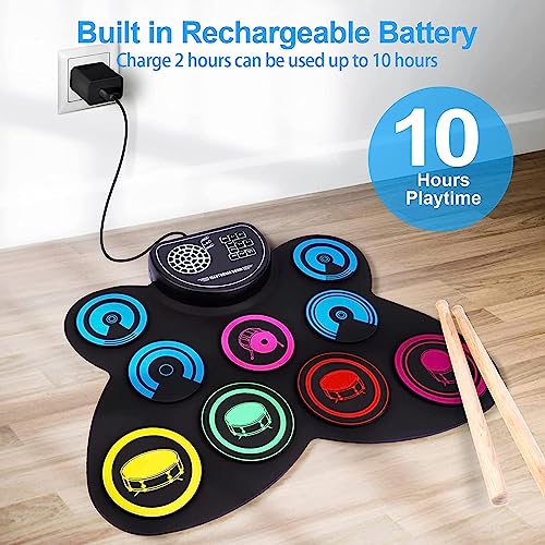 9-Pads Electronic Drum Set with Drumsticks & Pedals U8367