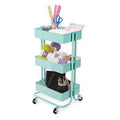 3-Tier Metal Rolling Cart Mint Green Y315