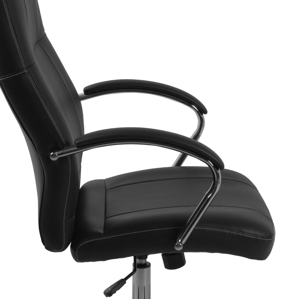 Black Leatherette Executive Office Chair with Arms H345447