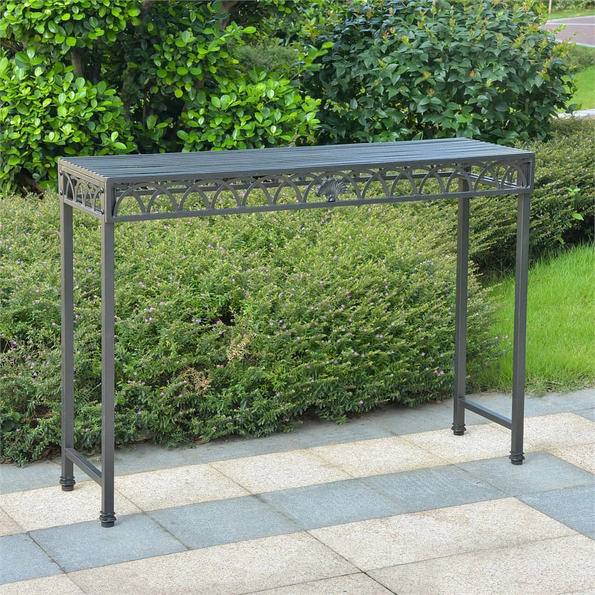 Black 48-inch Iron Console Table O991