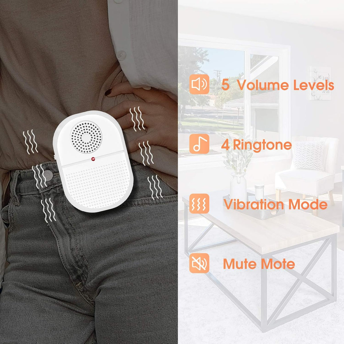 Wireless Caregiver Pager Vibration Alert System L8376