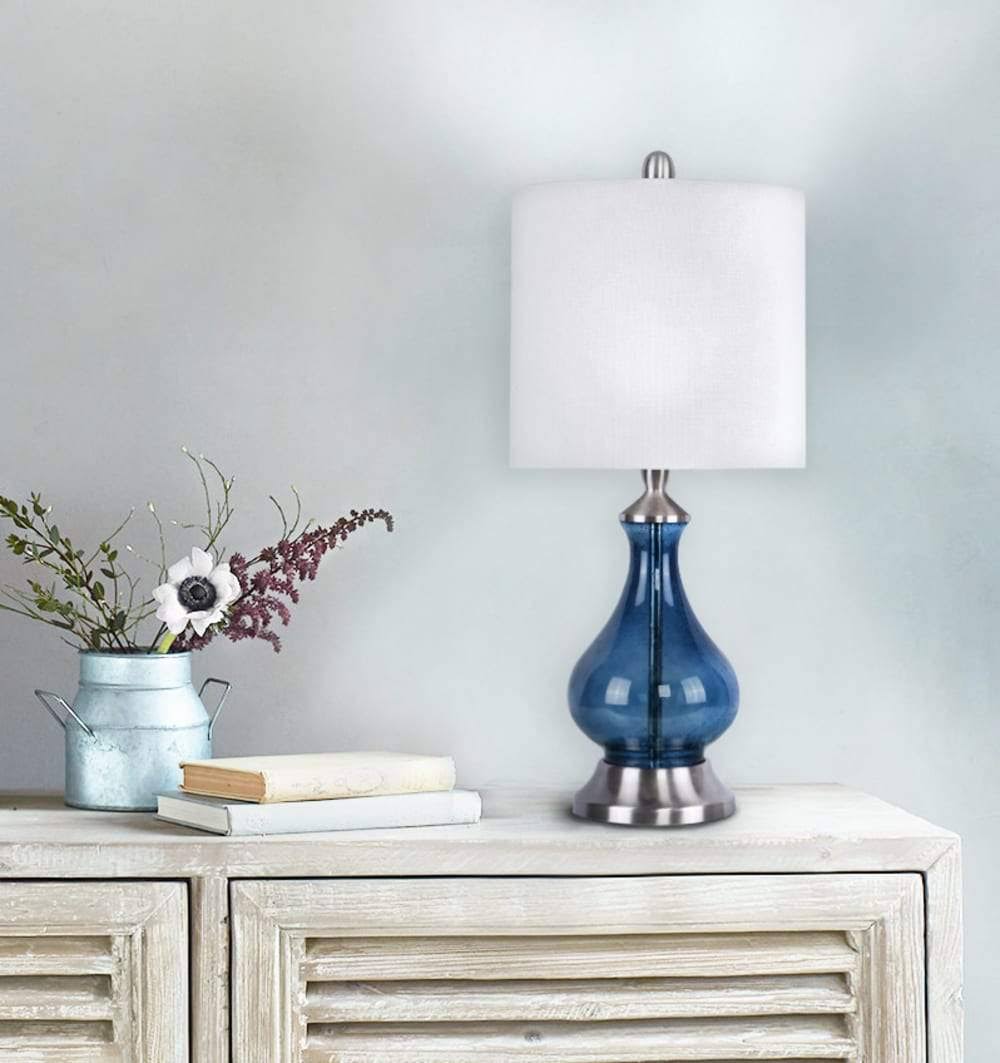 Sapphire Blue Seeded Glass Accent Lamp A412119
