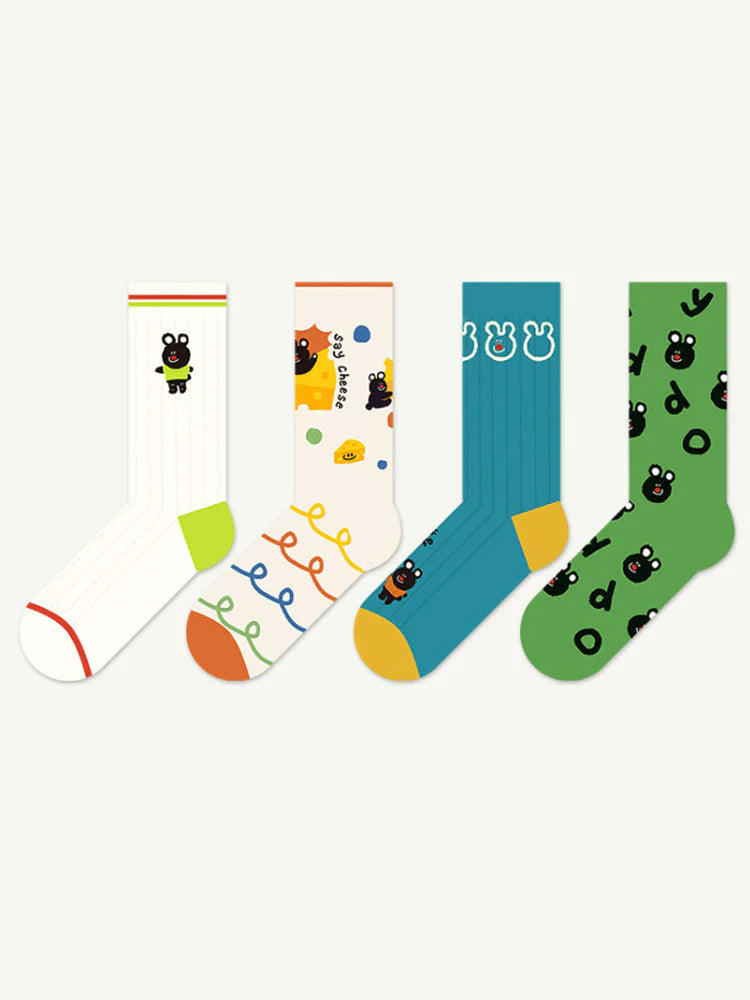 Black Bear Cotton Socks F42759