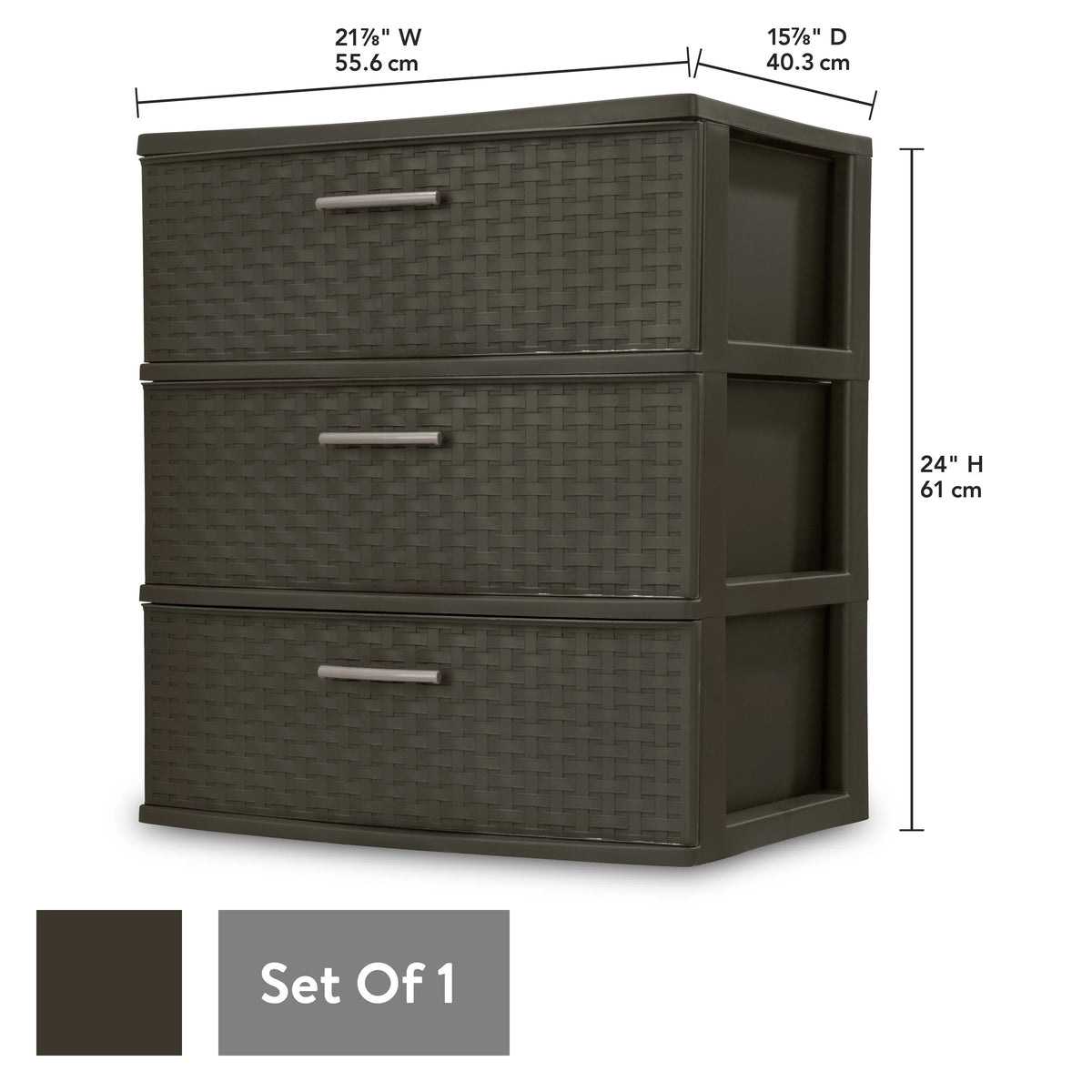 3 Drawer Wide Weave Tower Espresso X361525