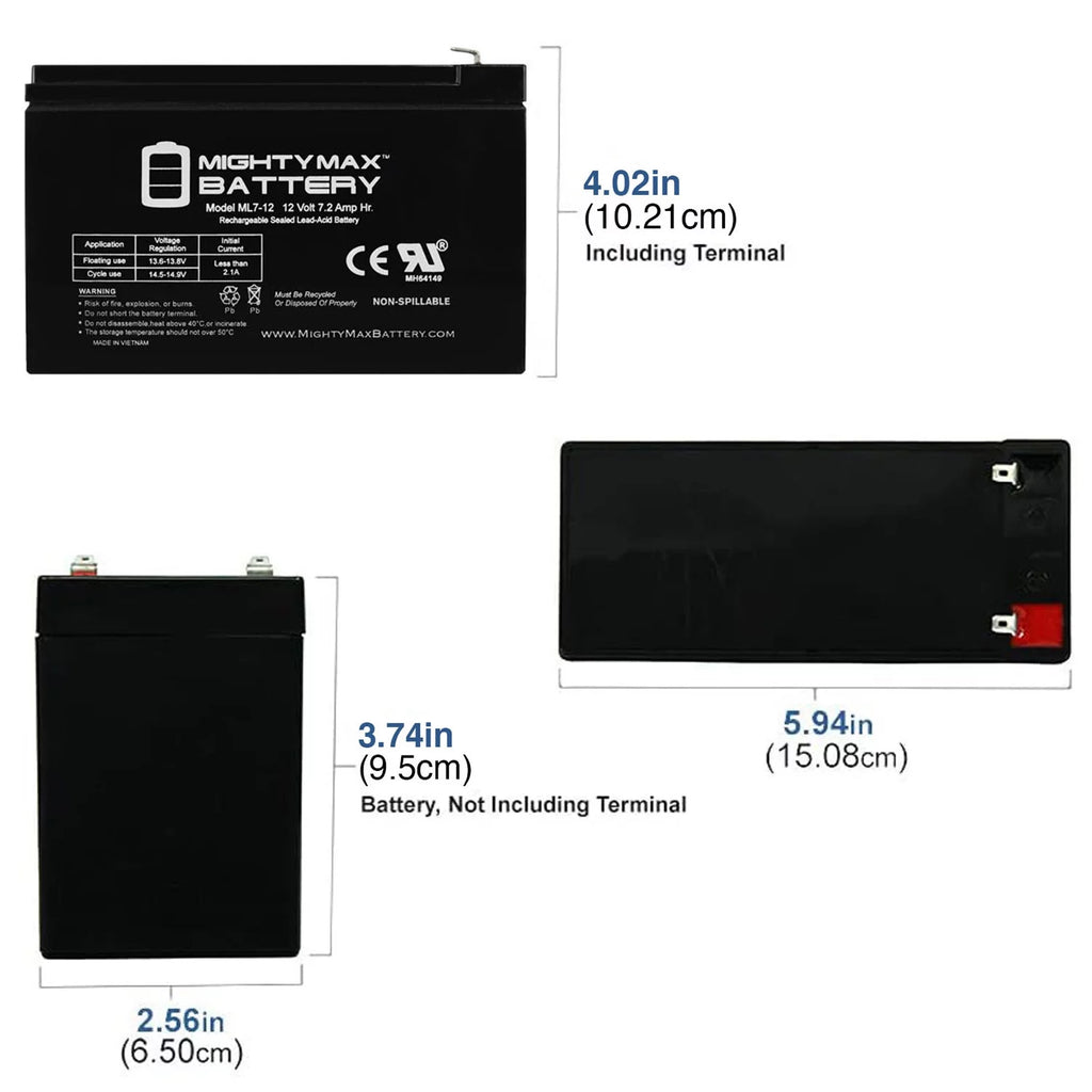 12V 7AH Replacement Battery + 12V 1Amp Charger Y55655