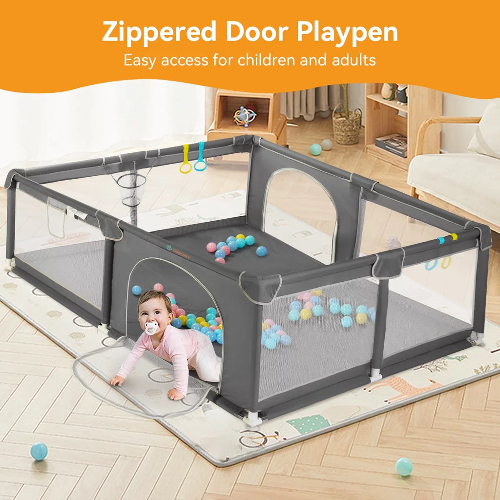 Large Gray Baby Playpen S344462