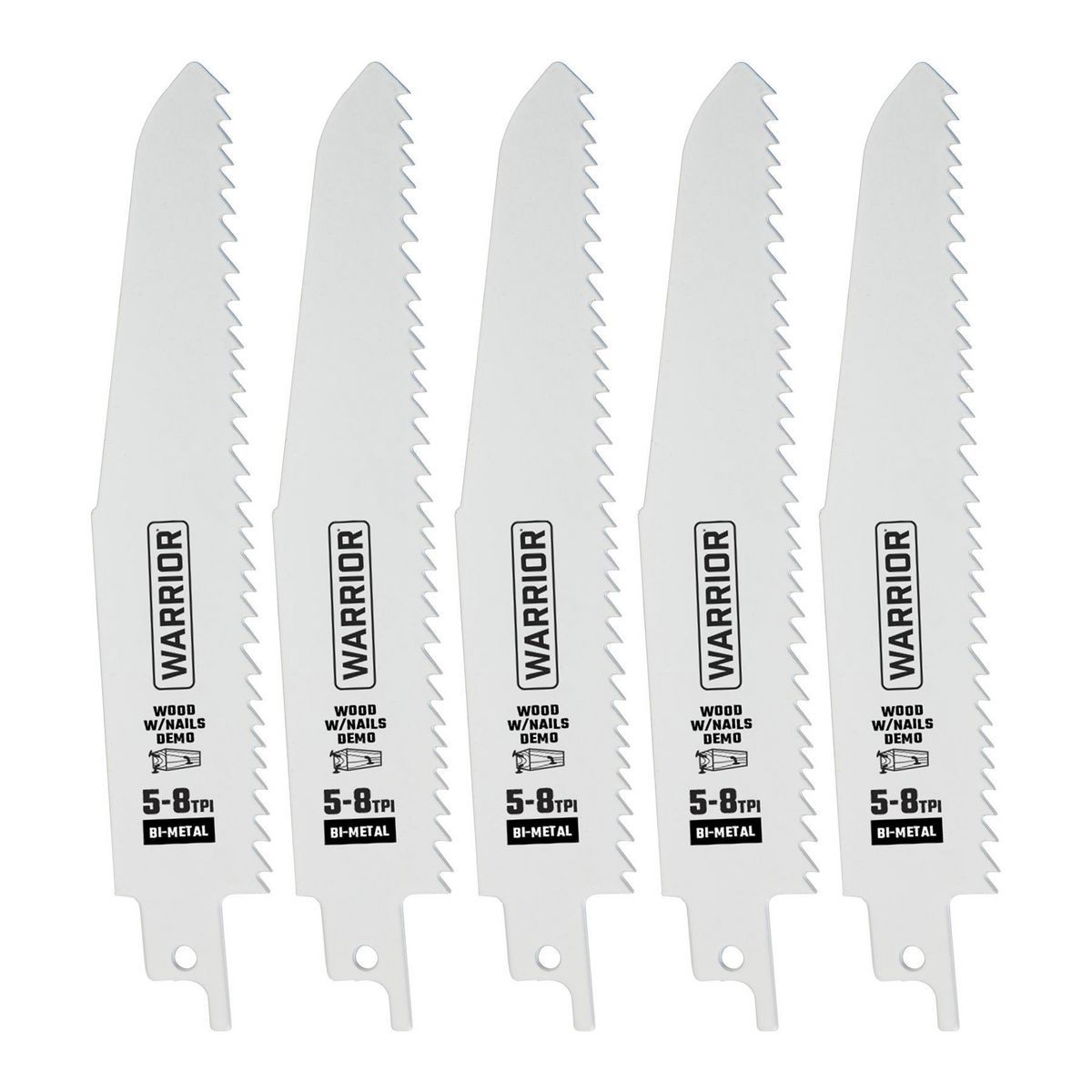 6 in. 5-8 TPI Bi-metal Reciprocating Saw Blades, 5 Pack W387025