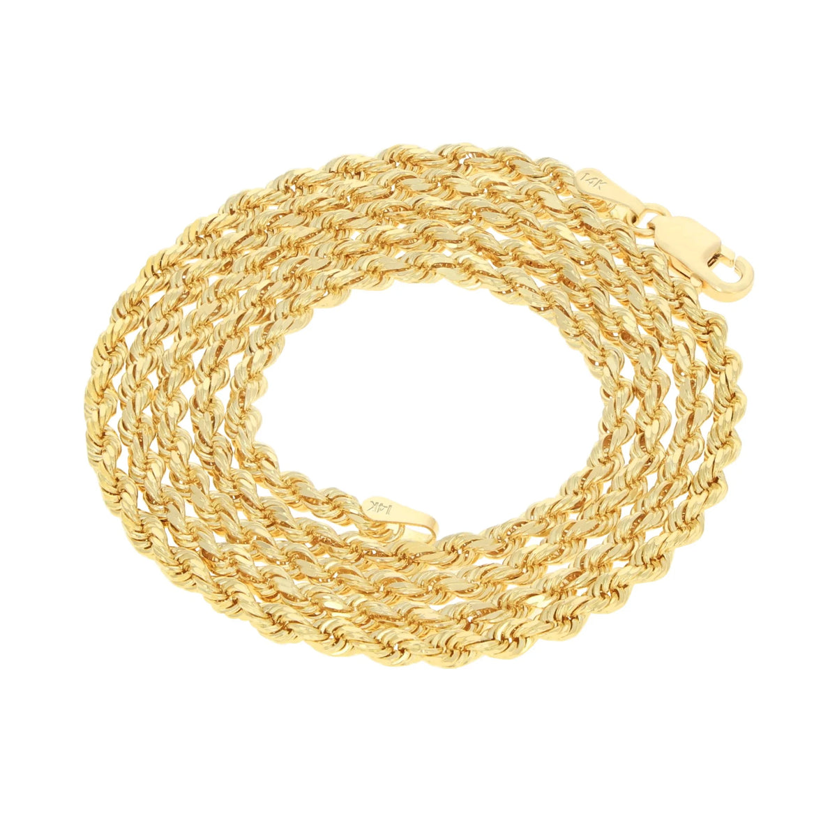 14k Yellow Gold 3mm Rope Chain Necklace Y450164