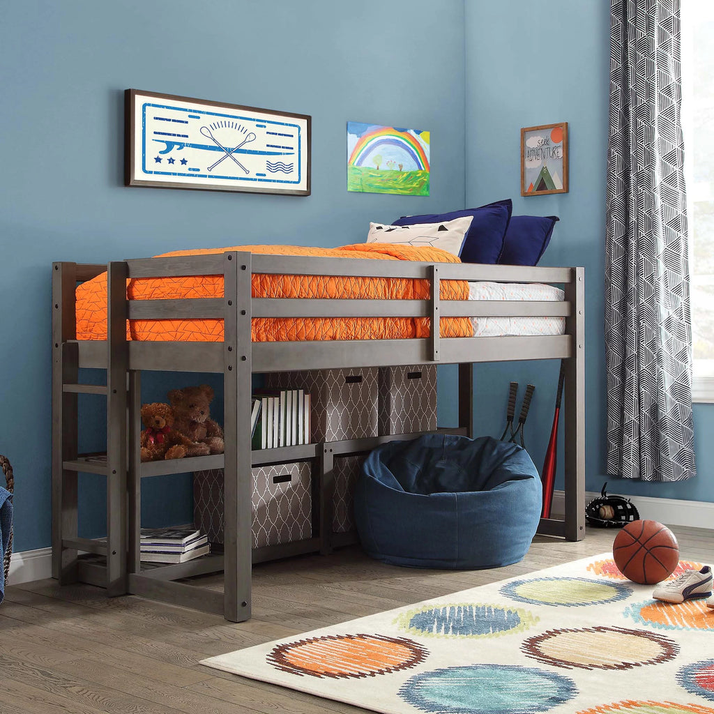 Black Twin Loft Storage Bed I144984