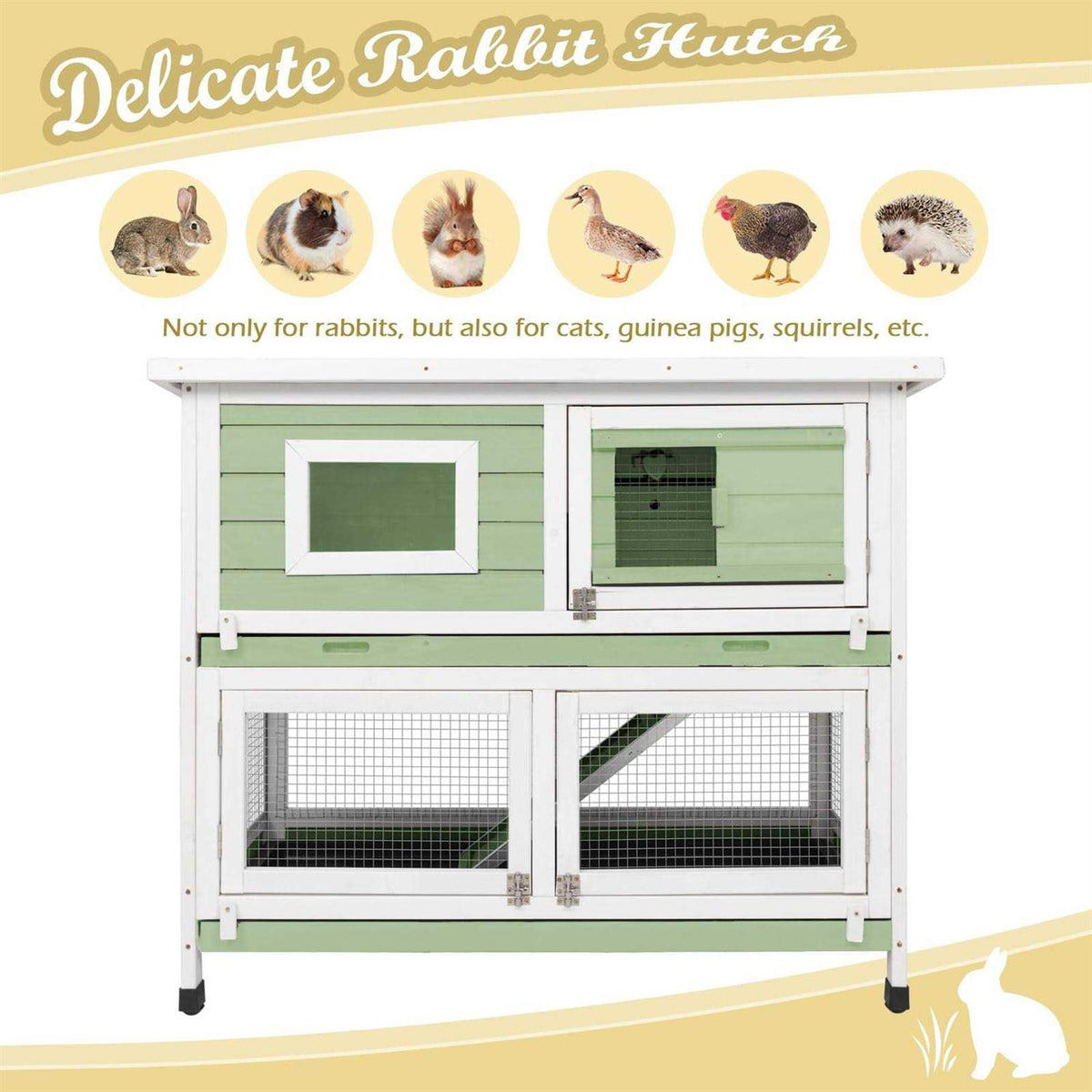 Rabbit Hutch Indoor Outdoor Two Story Weatherproof V96595