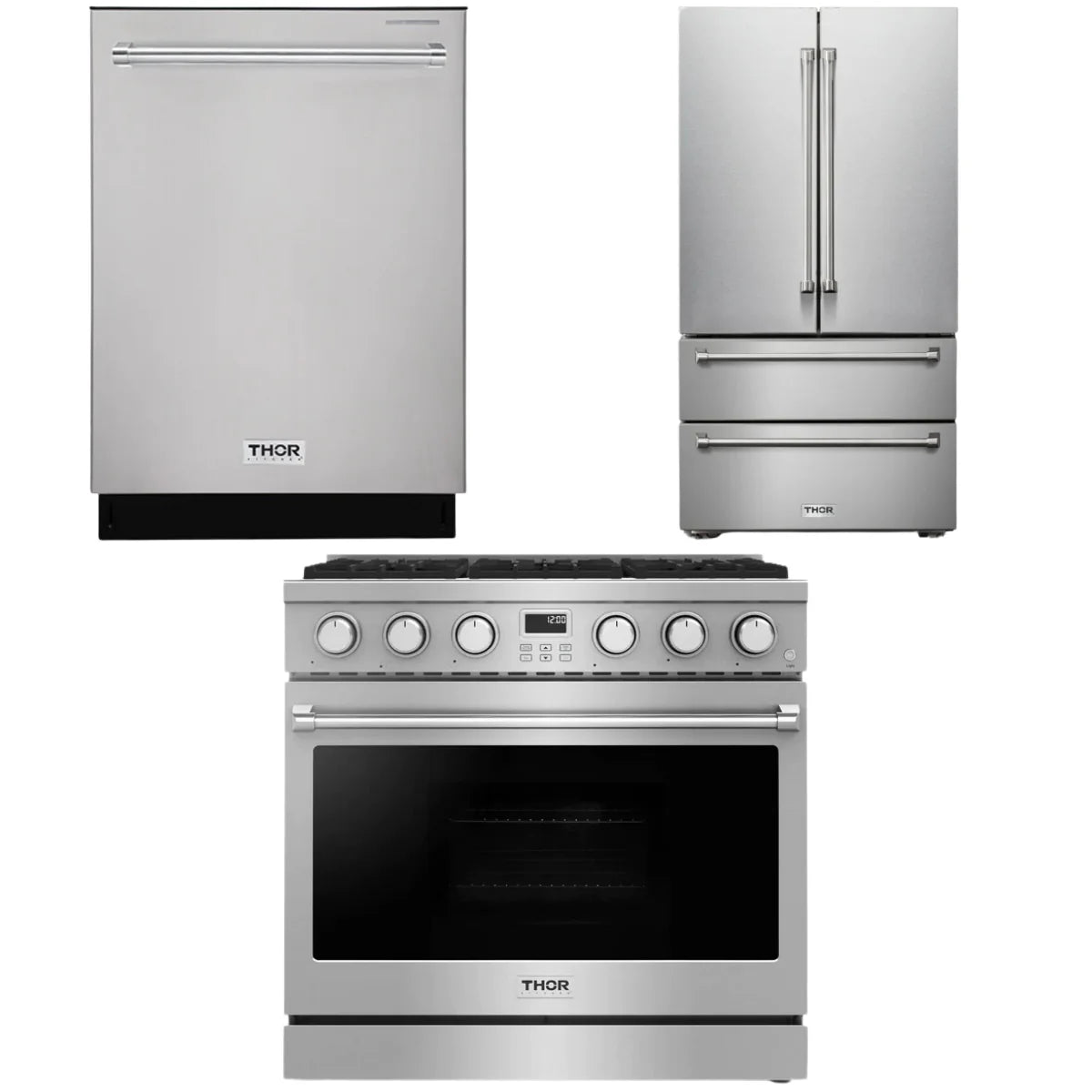 36 Gas Range, Refrigerator and Dishwasher Q9542