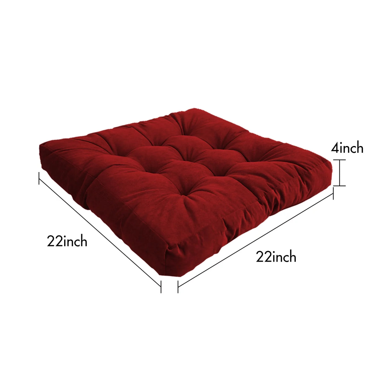 22 Inch Square Cotton Floor Pillow, 2Pcs Wine Red R53981