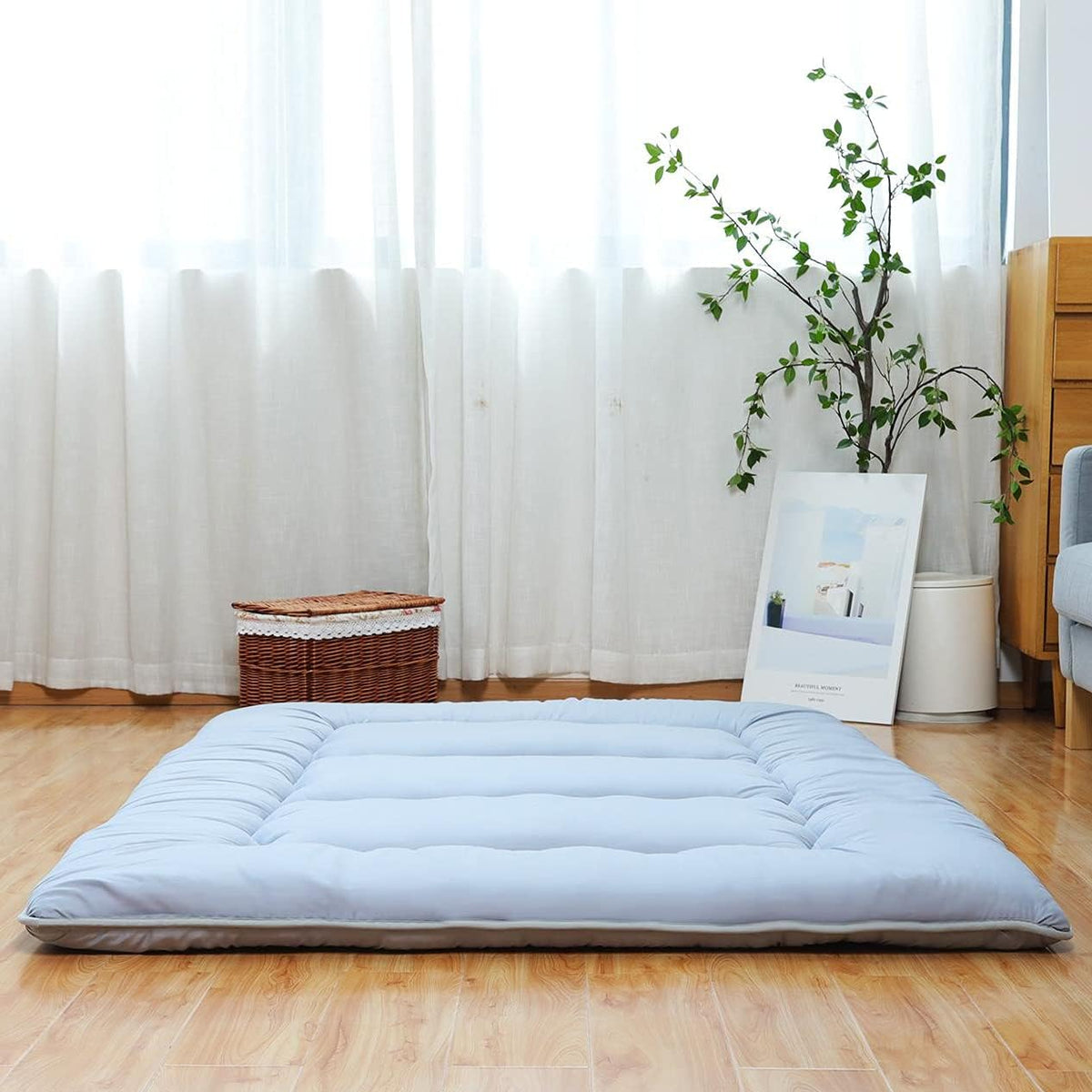 Japanese Floor Mattress Foldable Roll Up with Washable Cover D2022