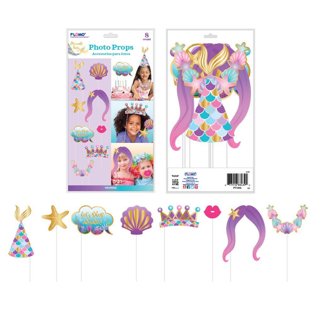 8 Piece Mermaid Party Photo Props M678431