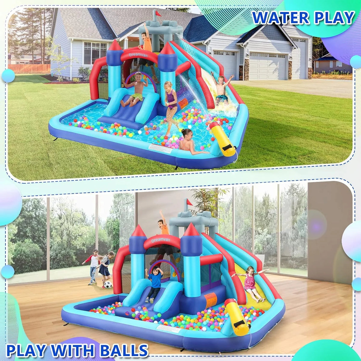 Inflatable Water Slide with Blower and Water Cannon E819