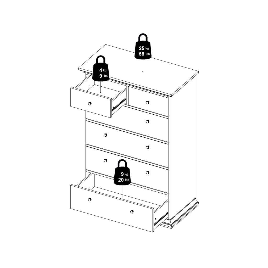 White 6 Drawer Chest N4036