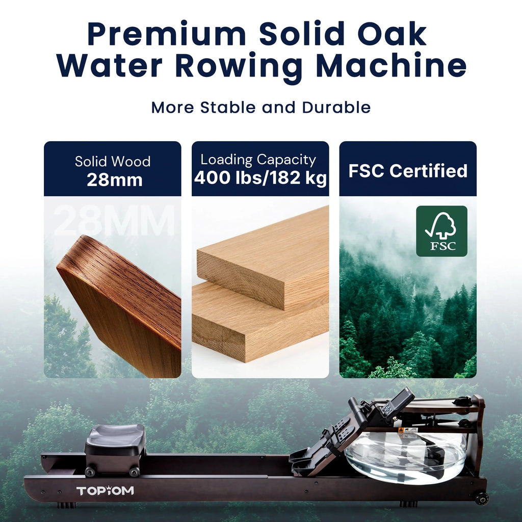 Water Rowing Machine with Performance Monitor Bluetooth 400 lbs Max Load X498