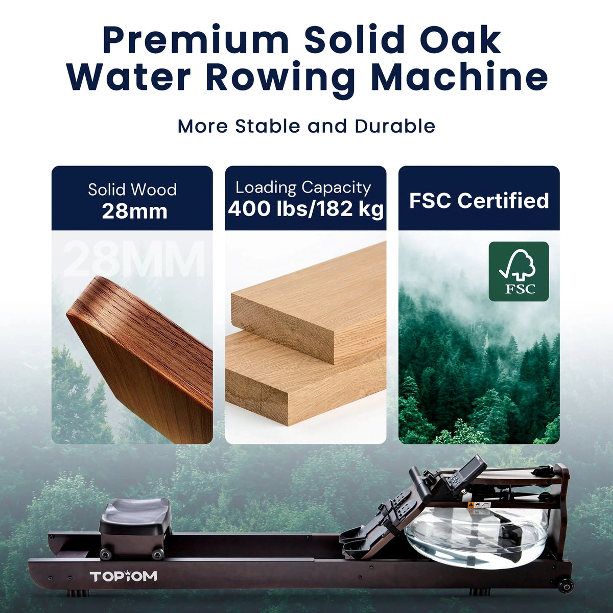 Water Rowing Machine with Performance Monitor Bluetooth 400 lbs Max Load X498