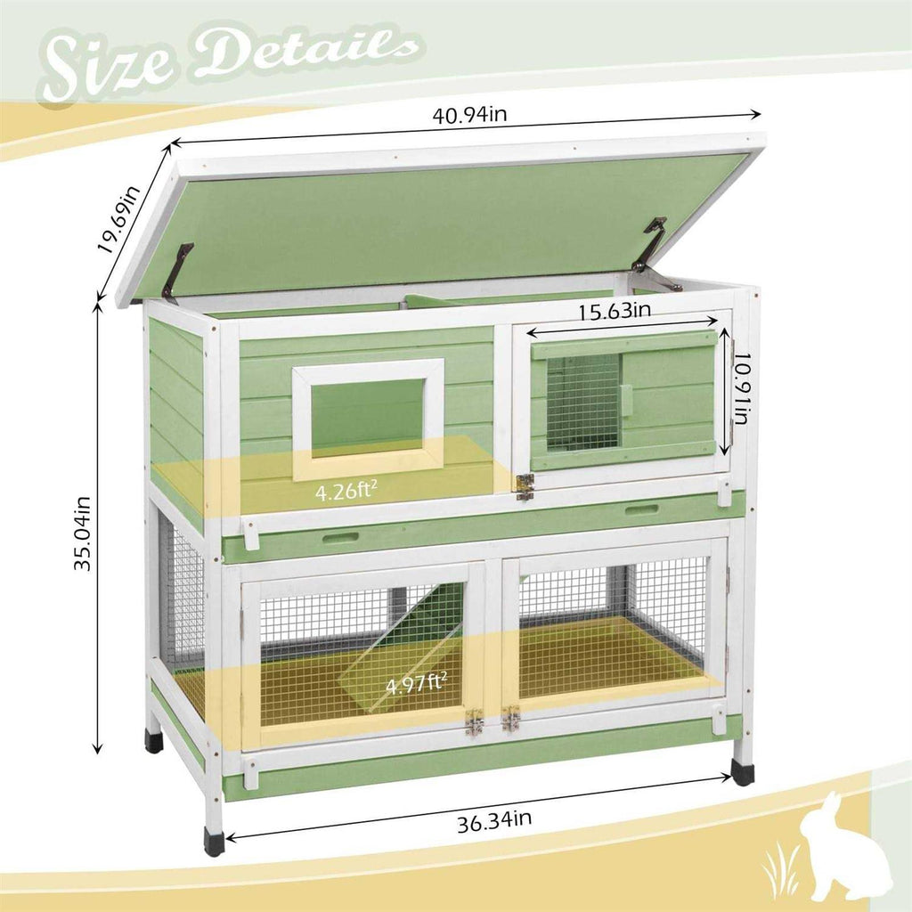 Rabbit Hutch Indoor Outdoor Two Story Weatherproof V96595