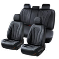 Black Leatherette 5 Seats Car Seat Covers Full Set A7446