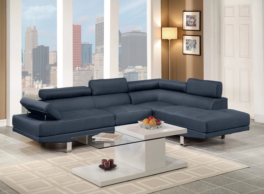Dark Blue Polyfiber Sectional Sofa F930