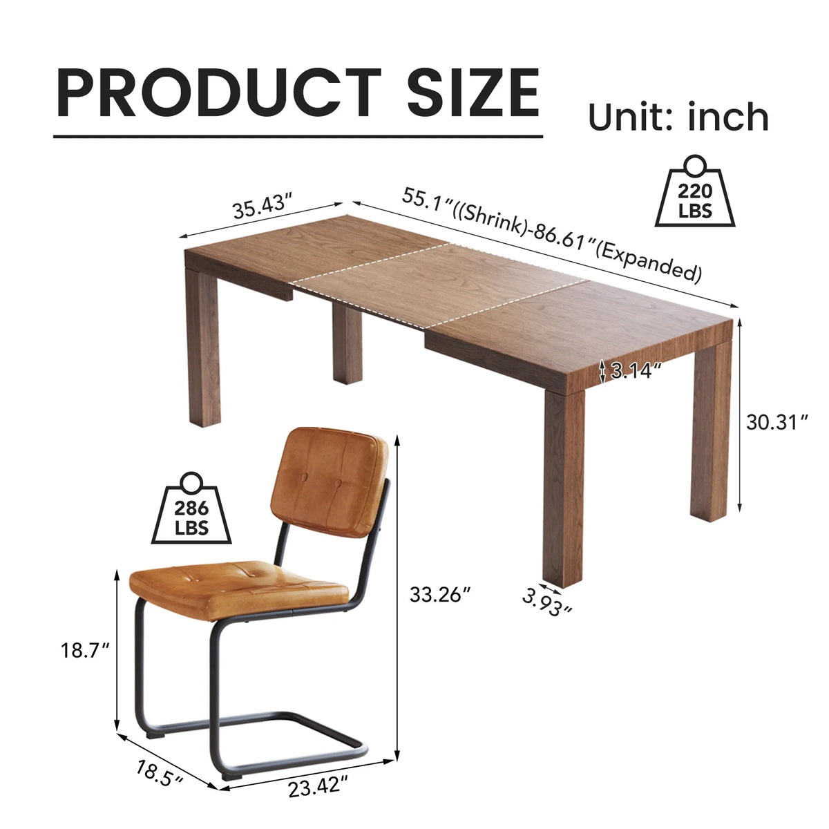 Extendable Dining Table Set with 4 Chairs Q6088