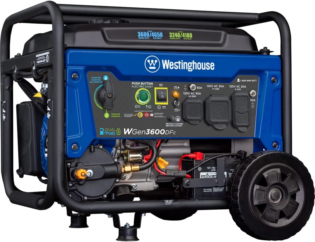 Portable Gas Powered Generator 3600 Rated 4650 Peak Watts L6415