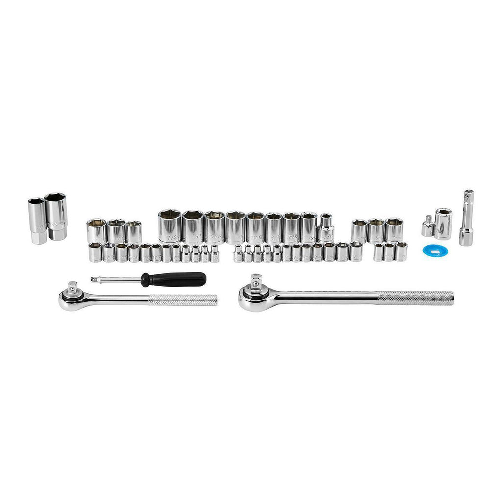 1/4 in., 3/8 in., 1/2 in. Drive SAE and Metric Socket Set, 51-Piece E494496