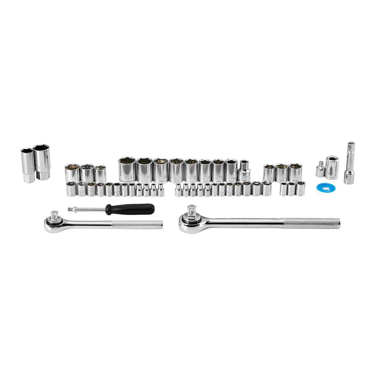 1/4 in., 3/8 in., 1/2 in. Drive SAE and Metric Socket Set, 51-Piece E494496