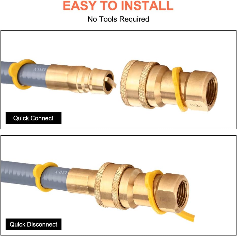24 Feet 1/2 Inch Natural Gas Grill Hose with Quick Connect Fittings Q348118