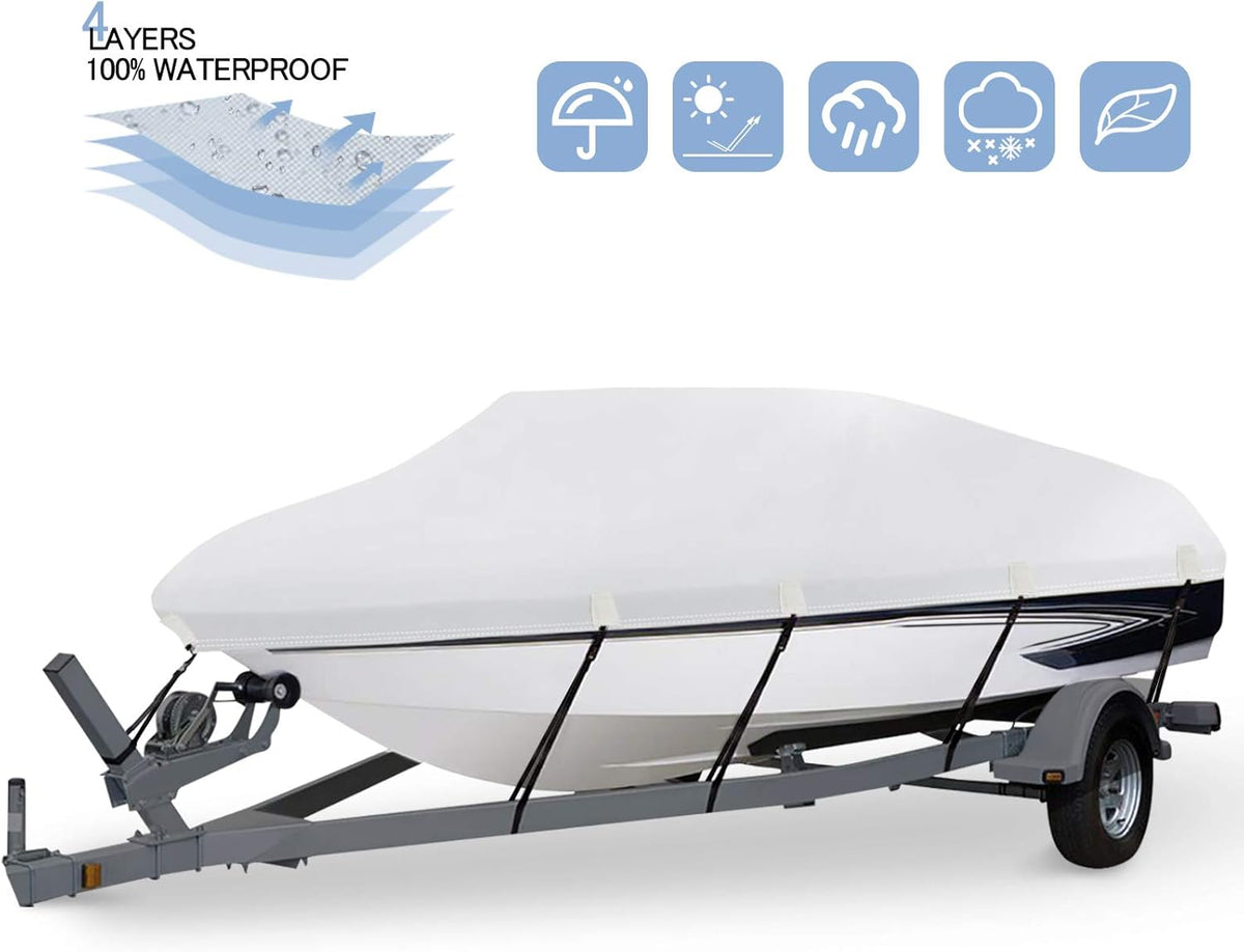 Waterproof Heavy Duty 17-19ft Marine Grade 600D Oxford Boat Cover D855