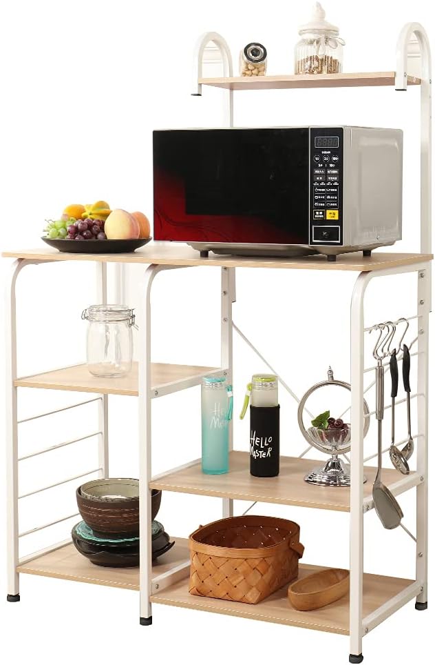 Black Brown Kitchen Baker's Rack Microwave Cart X314574