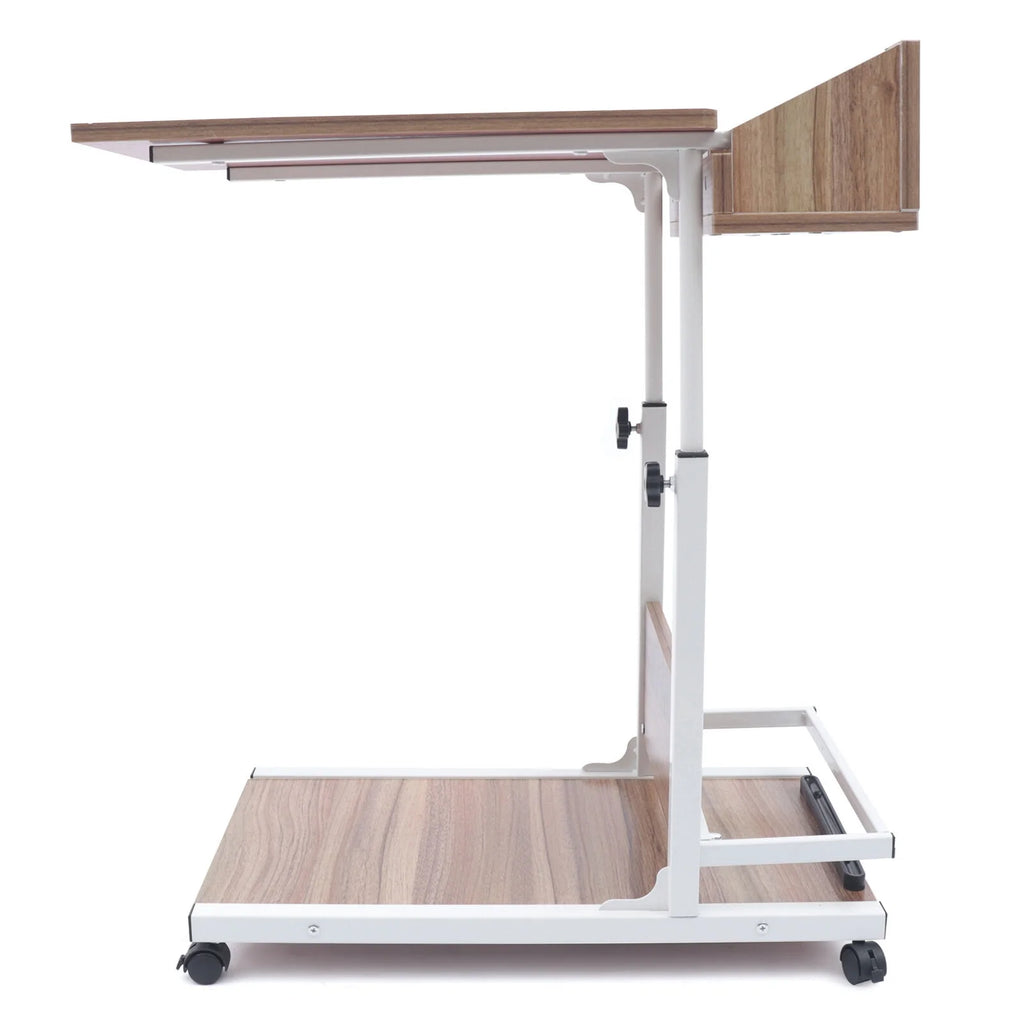 Wooden Bed Side Table with Storage and Wheels E96582