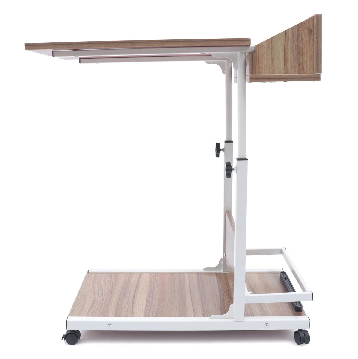 Wooden Bed Side Table with Storage and Wheels E96582