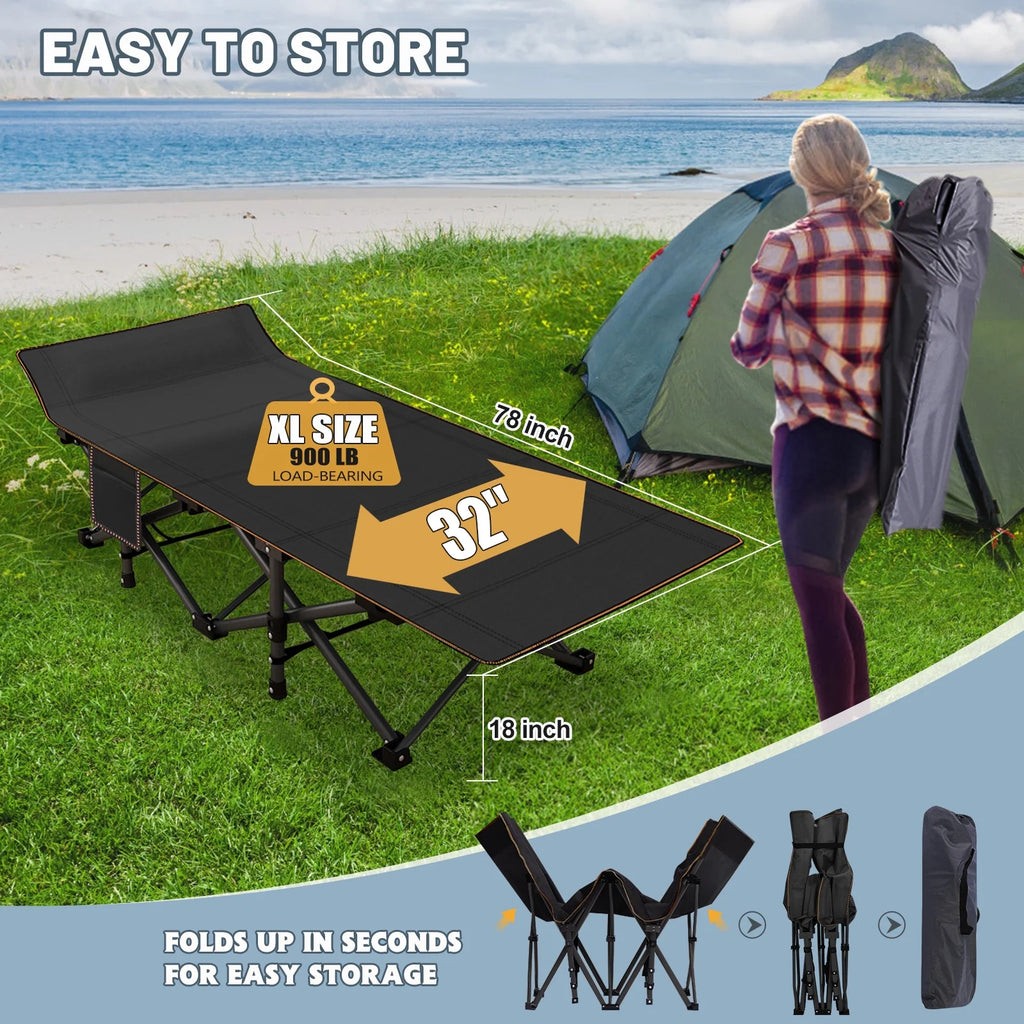 78" Oversized Folding Cot with Mattress and Carry Bag Q6508
