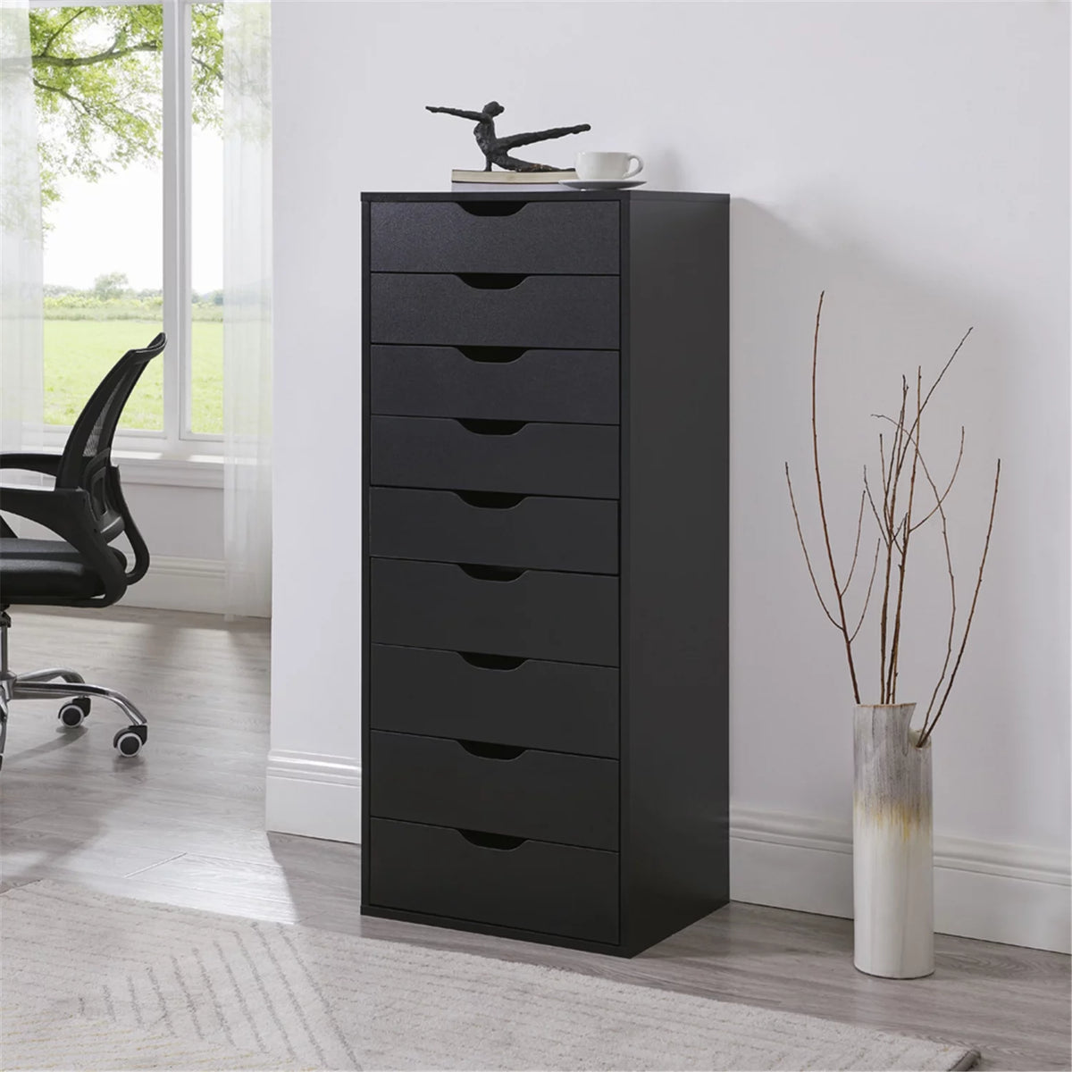 Black 9 Drawer Office File Storage Cabinet K6981