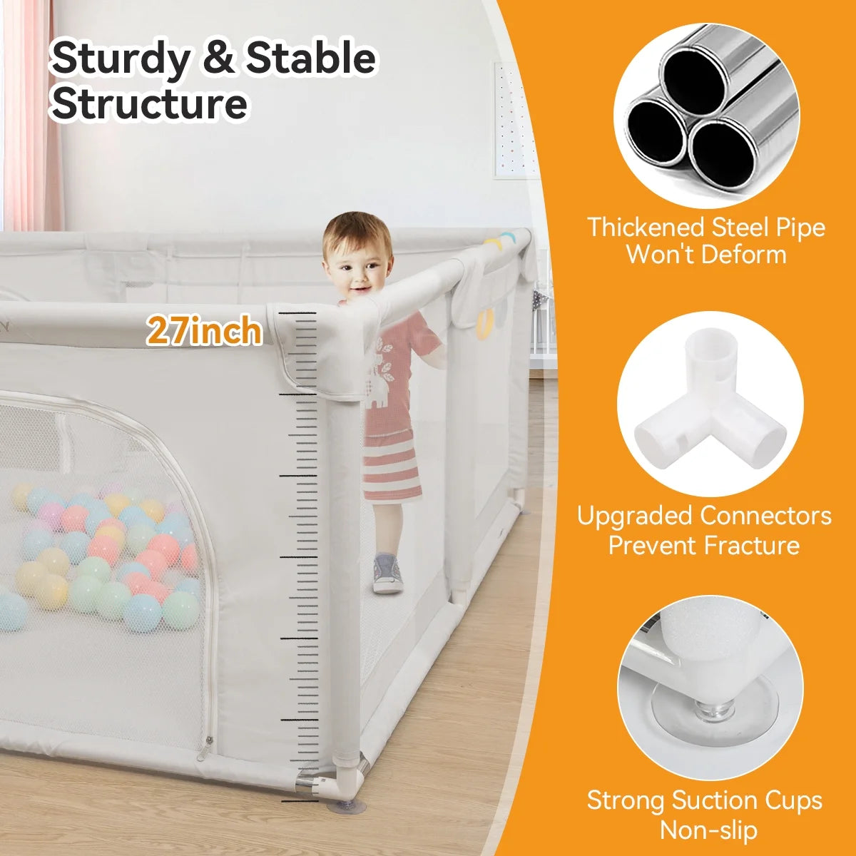 Large Gray Baby Playpen S344462