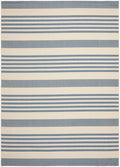 Beige Blue Striped Indoor Outdoor Area Rug 8' x 10' N796